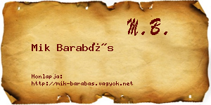 Mik Barabás névjegykártya